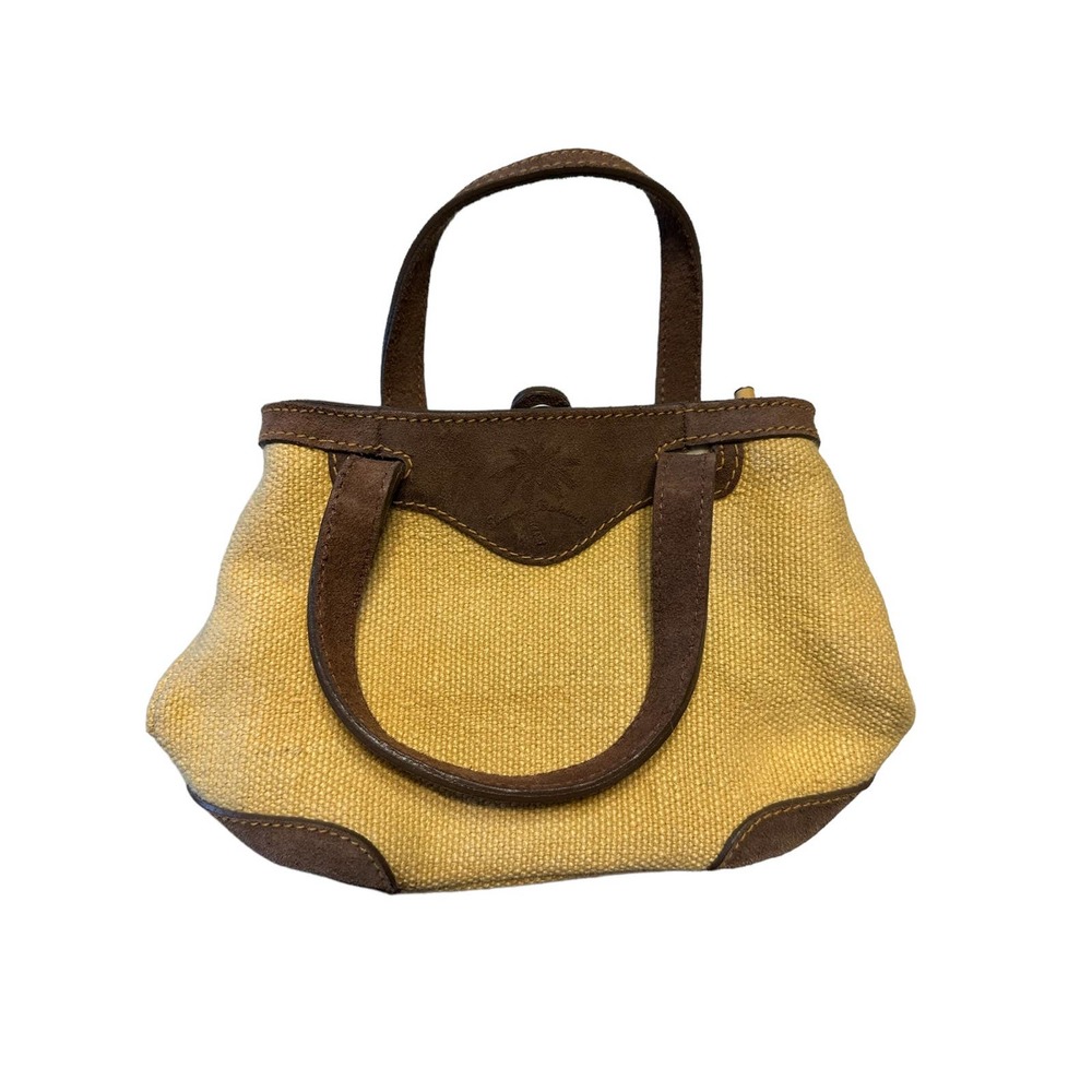 Tommy Bahama Jute Woven Purse with Leather Trim and Double Straps Light‎ BROWNS